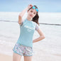 Girls Swimsuit 2 Piece Short Sleeve Swimming Suit  Boys shorts Swimwear Sports Teenagers