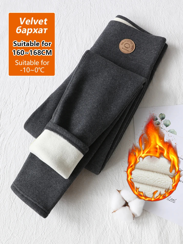 Women's Warm Leggings Soft with Fleece Thermal Pants Gray High Waist Leggings Skinny Thick Velvet Winter Leggings