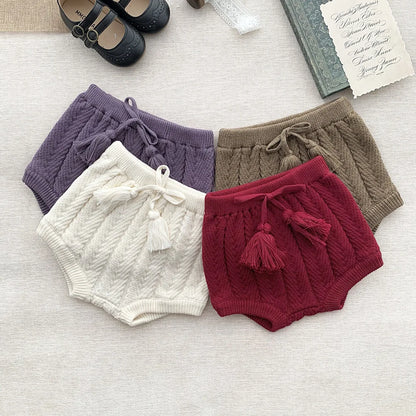 Kids Knitted Shorts Newborn Girls Tassels Shorts Cotton Knitting Design