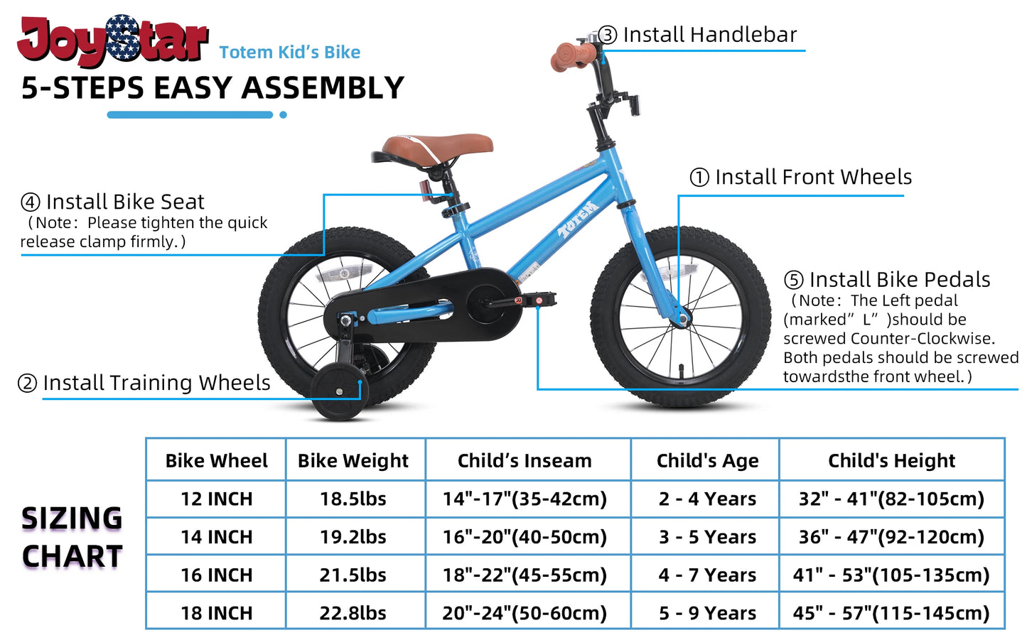 Kids Bike for Boys Girls Ages 2-9 Years Old, 12 14 16 18 Inch BMX Style with Training Wheels