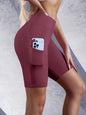 Side Pockets Solid Color Women Yoga Shorts Jogging, Running, Fitness Sportswear High-waist Shorts