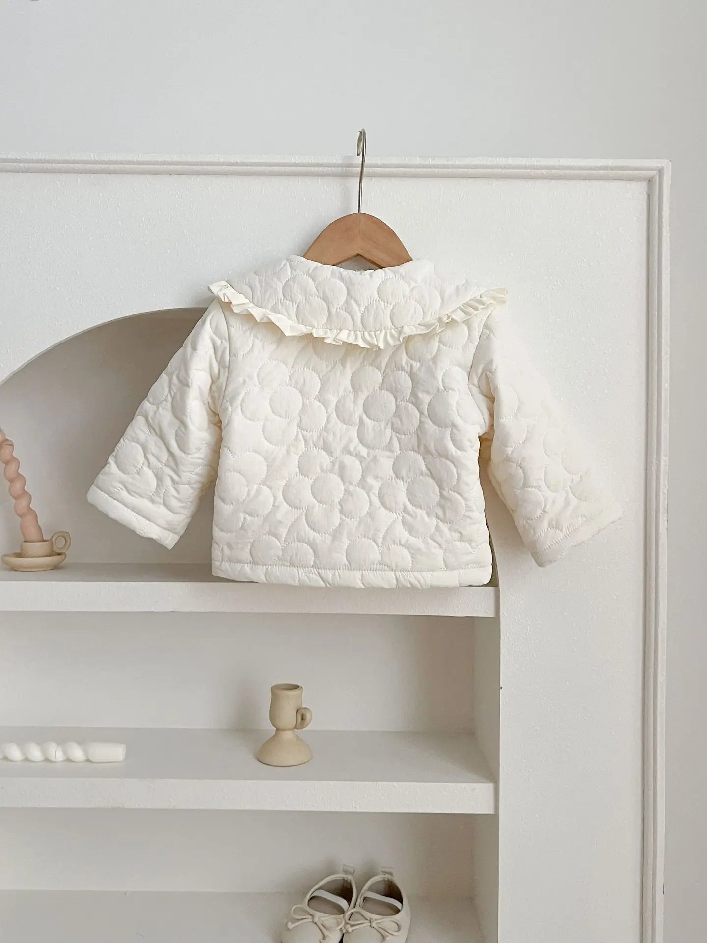 Winter New Baby Girl Warm Coat Cotton Infant Large Lapel Floral Padded Jacket Plus Velvet Thick Kids Cardigan