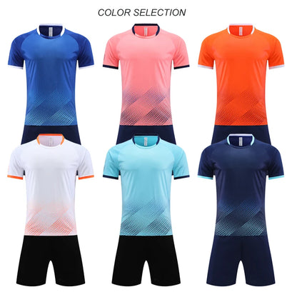 Children Football Jerseys Shorts Boys Girls Soccer Clothes Set Short Sleeve Football Uniforms Kids Soccer Tracksuit Jersey 7712