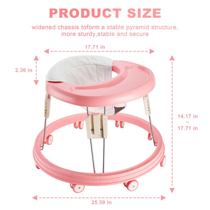 Baby Walker, Foldable Multi-Function Anti-Rollover Walker with Brake Design, 5 Level Height Adjustable