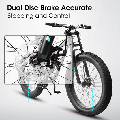26 inch Mountain Bike,  21 Speeds, Drivetrain with Disc-Brake , 26*4" Fat tire Bike for Men or Women.