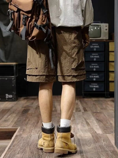 Short Pants for Men Multi Pocket Elastic Waist, Cargo Shorts Comfortable Summer