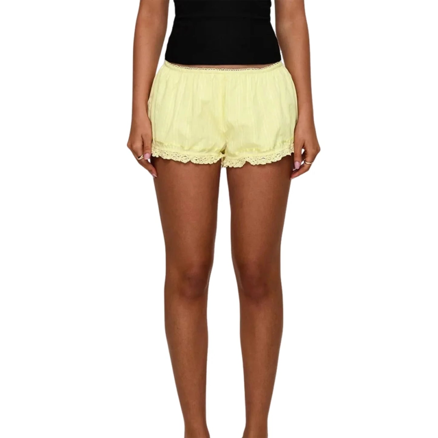 Women s Fashion Shorts Lace Trim  Casual Shorts with Floral Embroidery Detail