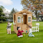 Playhouse for Age 3-6 Years Wood Cottage w/Mailbox Bench Door Windows Flowerpot Holders