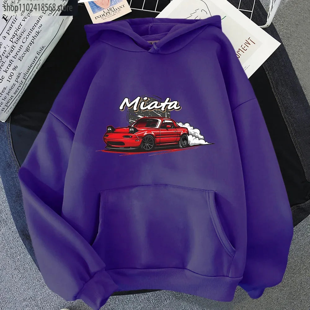 Men Hoodies Drift Jdm Sweatshirt Anime Mazda Print Car Miata Streetwear Men Unisex  Women Hoody