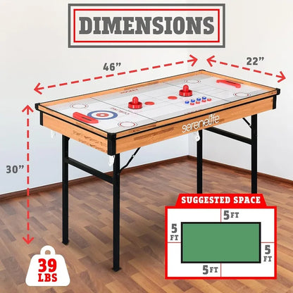 4 in 1 Multi Game Table, 4’x2’ Folding Portable, Ping Pong, Air Hockey, Pool ,Shuffleboard