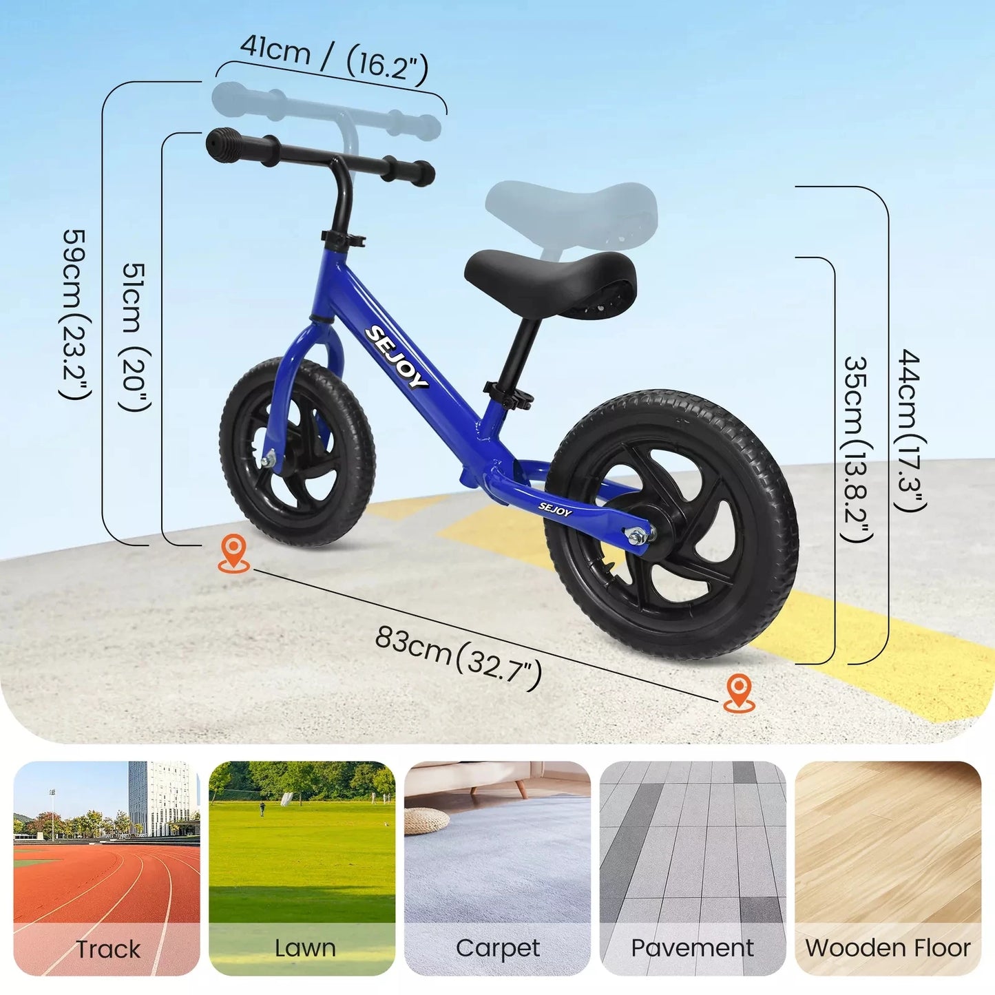 Toddler Kids Balance Bicycle 12" Sport Bike No Pedals  2-6 Years