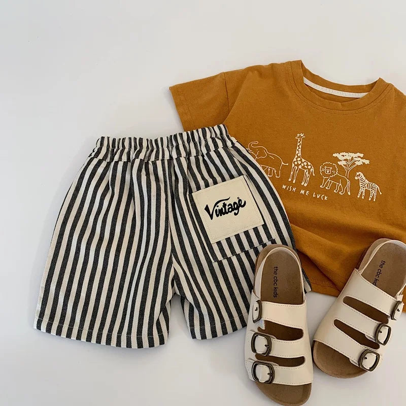 Summer Shorts For Boys Striped  Toddler Cotton