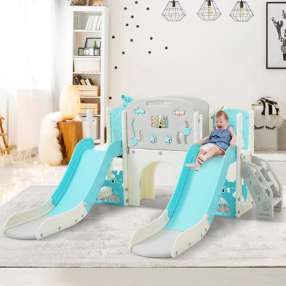 11 in 1 Toddler Slide,  for Ages 1-3 with Basketball Hoop, Playset Structure, Arch Tunnel Telescope