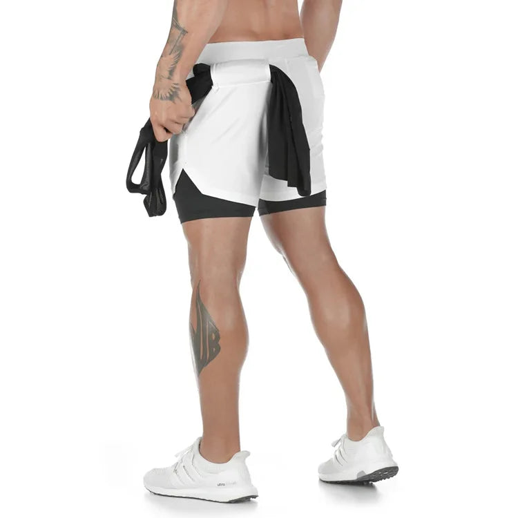 Men's Running Shorts Gym Sports Shorts 2 In 1 Quick Dry Workout Training Gym Fitness Jogging Shorts
