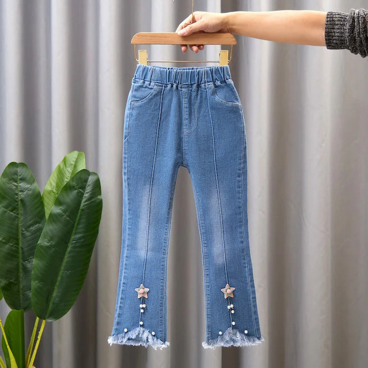 Autumn Kids Baby Girls Cowboy Pants Baby Girls Jeans Casual Girls Jeans