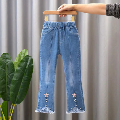 Autumn Kids Baby Girls Cowboy Pants Baby Girls Jeans Casual Girls Jeans