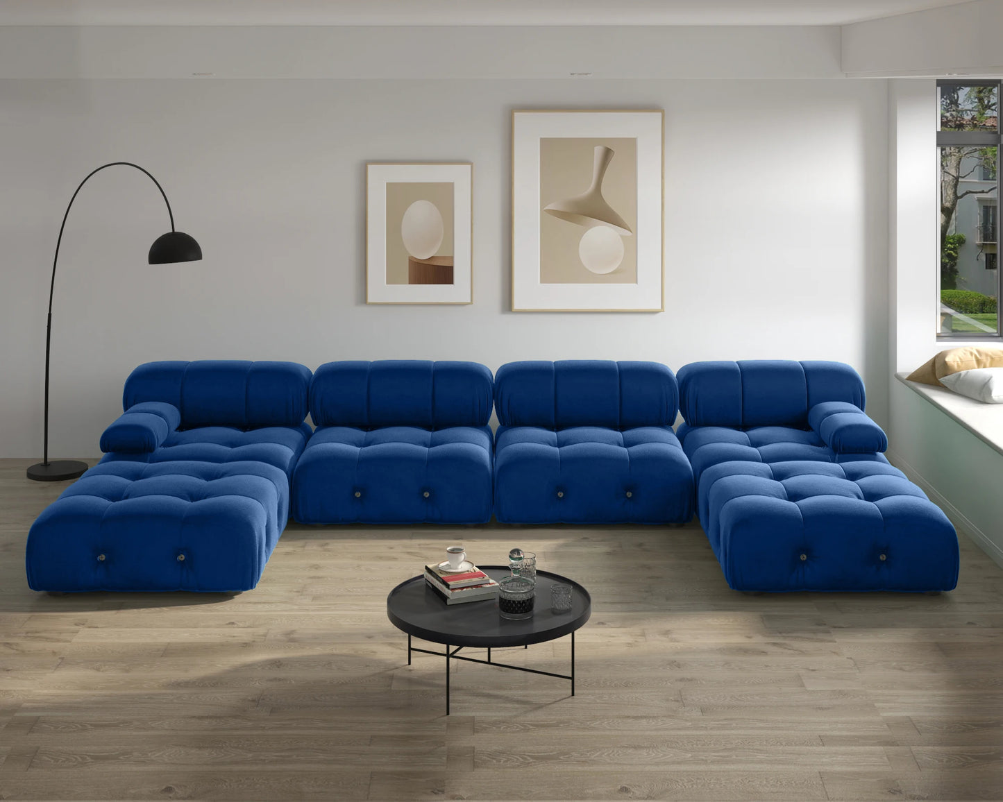 Modern Sectional Sofas Living Room U-Shaped, Minimalist Velvet Fabric Large Sofa Couches Luxury 6-Seat Couch with Ottomans
