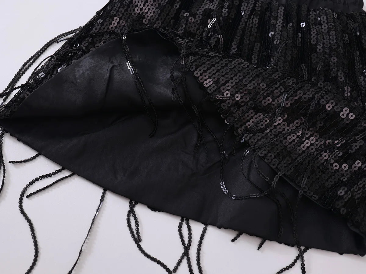 Girls' Tassel Sequined Half Skirt  New Children's Light Luxury Fashionable A-line Skirt