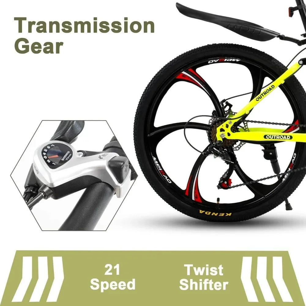 Mountain Bike, 21-Speed High Adult, 26-inch Durable Tires