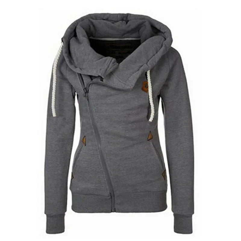 Popular Women's Clothing American Sports Cardigan Side Zipper Hooded Sweatshirt Jacket