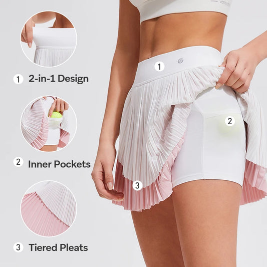Women Pleated Tennis Skirt with Pockets High Quality Golf Skorts Running Skirt