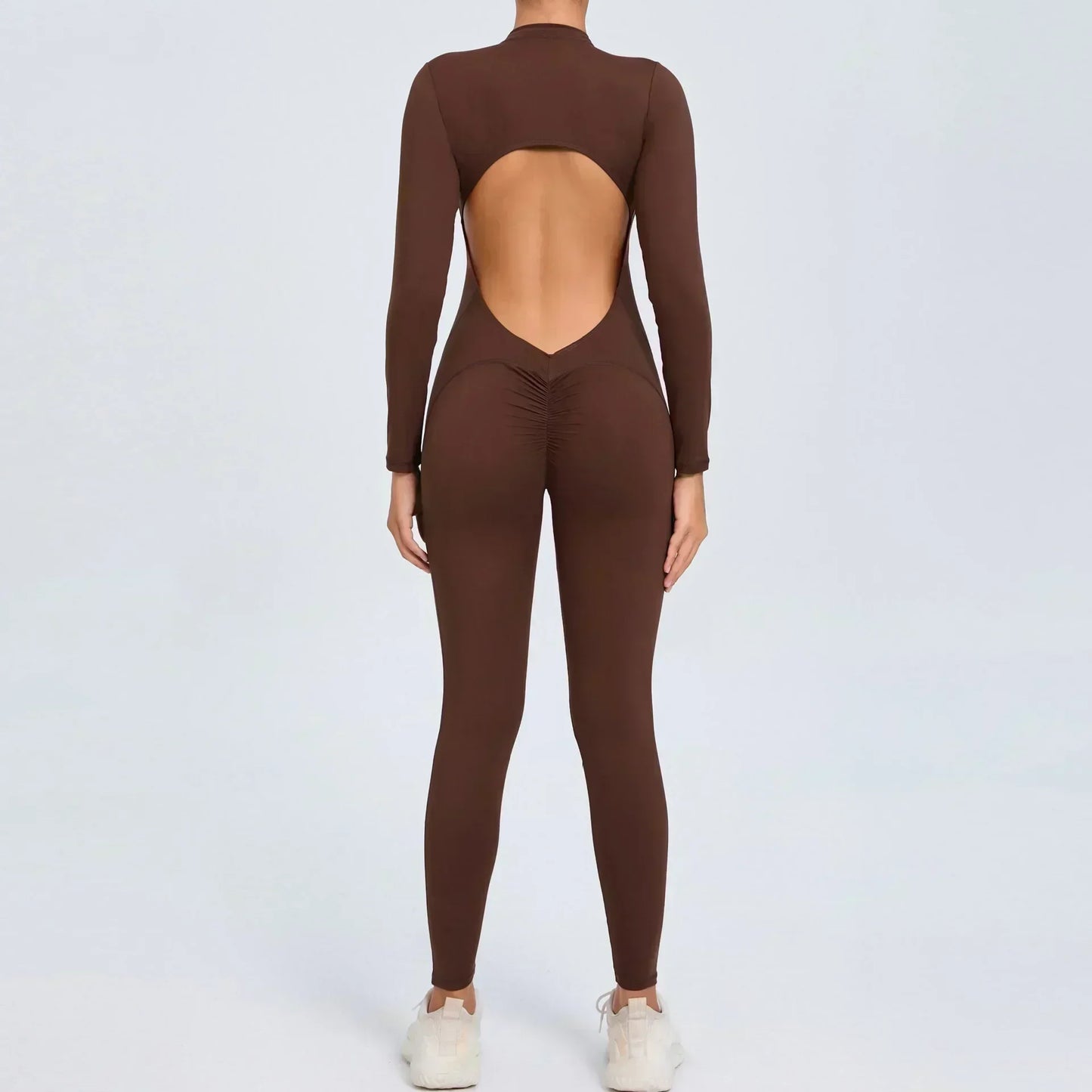 Yoga Zipper Jumpsuits Beauty Long-Sleeved One-Piece Gym Tracksuits