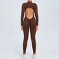 Yoga Zipper Jumpsuits Beauty Long-Sleeved One-Piece Gym Tracksuits