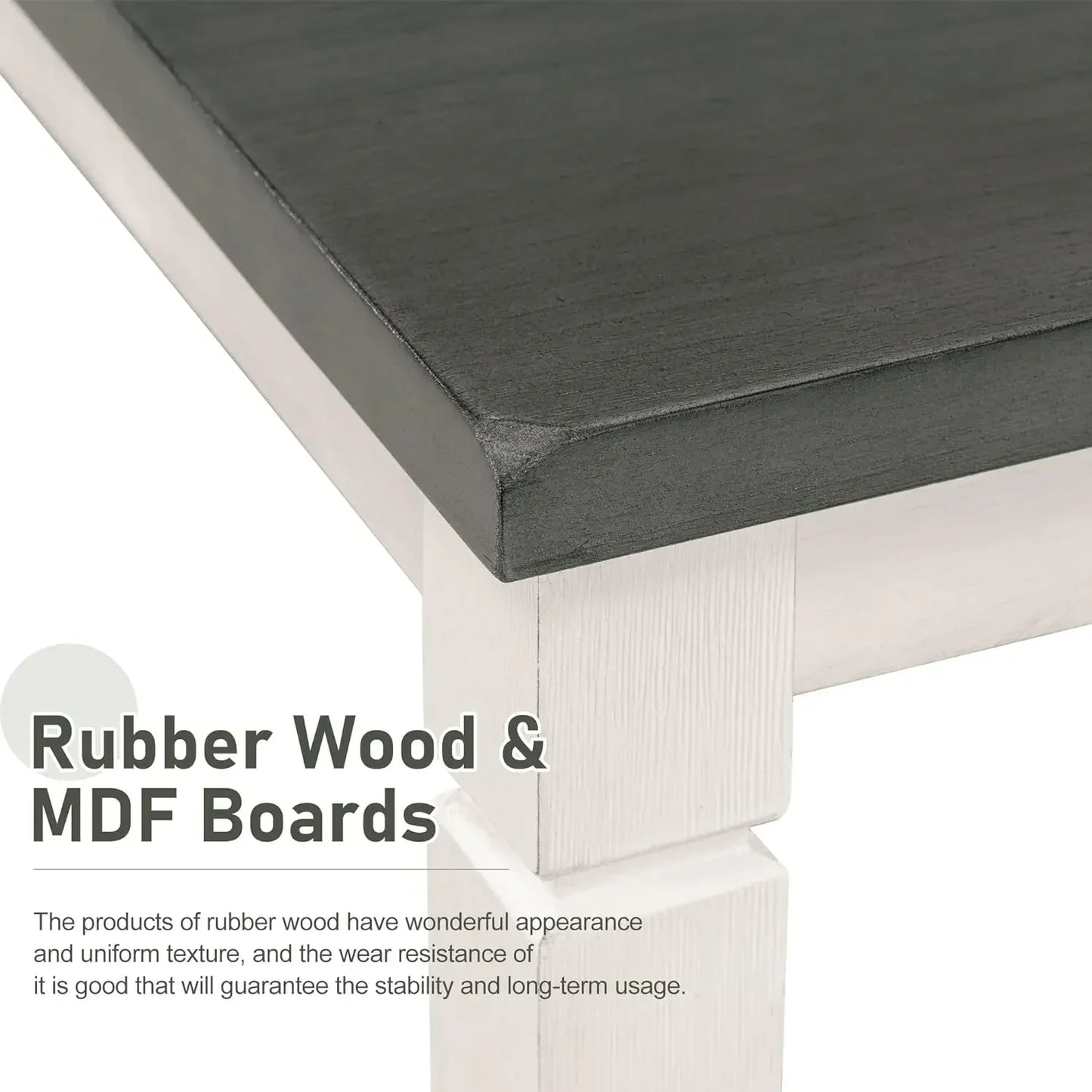 7-Piece Kitchen Dining Table Set for 6, Wood Kitchen Table and 6 Upholstered Chairs with Backrest