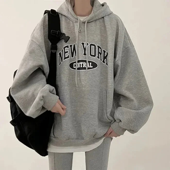 Letter Printed Hooded Sweatshirts Women Oversized Loose fit