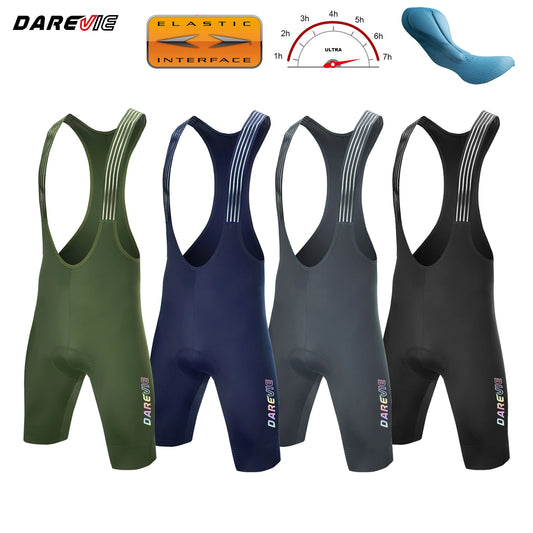 Cycling Bib Shorts Seamless, ELASTIC-INTERFACE Pad Cycling Shorts, Leg Gripper Men's Shorts