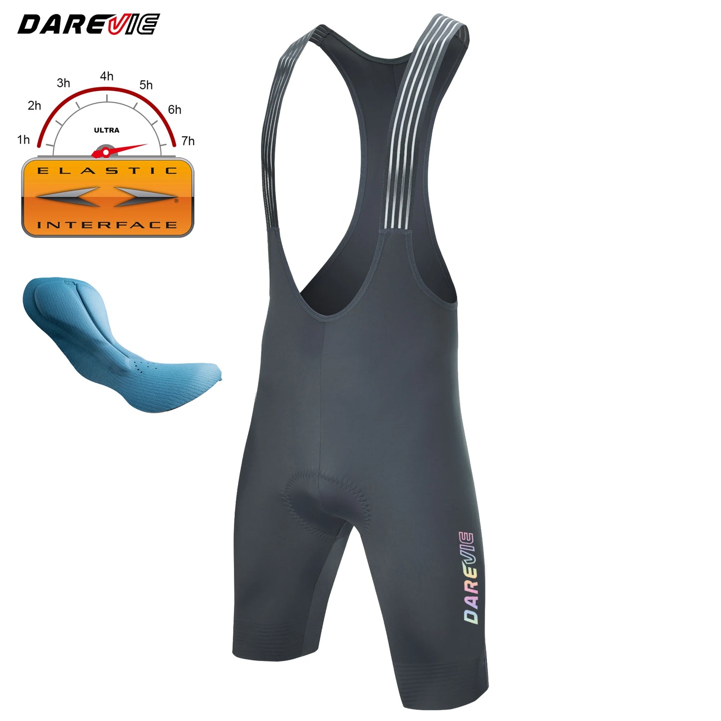 Cycling Bib Shorts Seamless, ELASTIC-INTERFACE Pad Cycling Shorts, Leg Gripper Men's Shorts