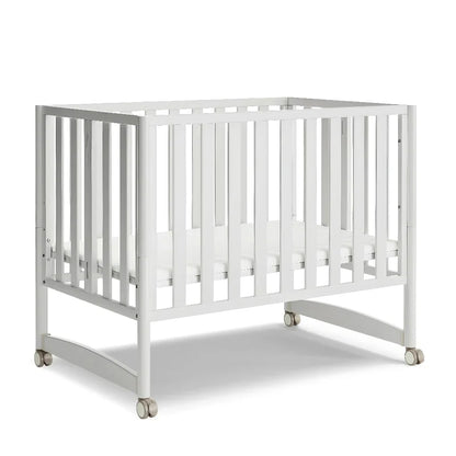 6-in-1 Convertible Mini Crib With Removable Wheels & Mattress, 4 Adjustable Heights, White