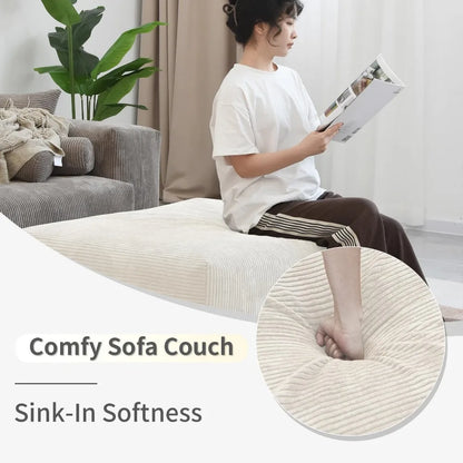Oversized Modular Sectional Sofa with Ottomans, 5 Seater Corduroy V Shaped Reversible Corner Couch
