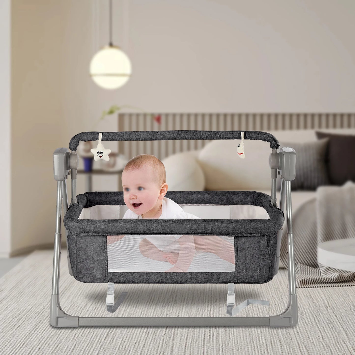 Electric cradle Baby Swing Bed, Automatic Rocking Recliner Crib Basket, Music Remoter Control Sleeping