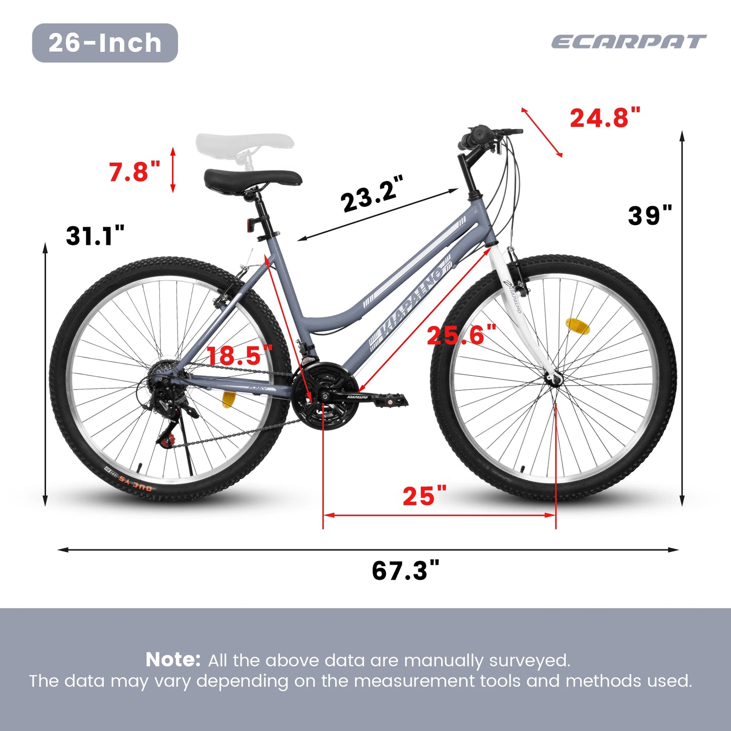 Womens 26 Inch Mountain Bike, 21 Speed Outdoor Cycling Bike