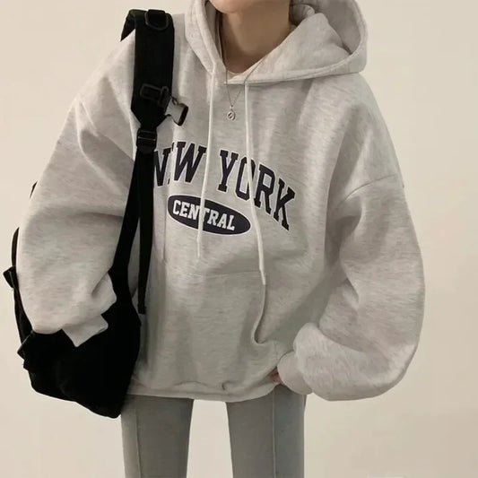 Letter Printed Hooded Sweatshirts Women Oversized Loose fit