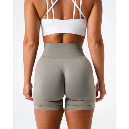Spandex Solid Seamless Shorts Women  Workout Tights Fitness Yoga Pants