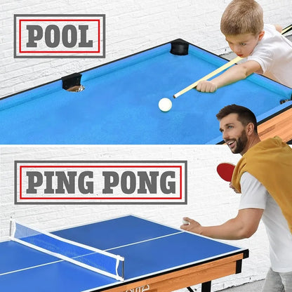 4 in 1 Multi Game Table, 4’x2’ Folding Portable, Ping Pong, Air Hockey, Pool ,Shuffleboard