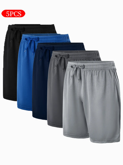 5-piece men's casual shorts with drawstring waistband, available in multiple colors - ideal choice for summer