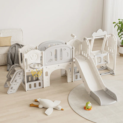 Kids Slide for Toddlers Age 1-4, 11in 1 Baby Slide Outdoor Indoor Playground with Basketball Hoop