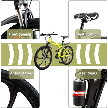 Mountain Bike, 21-Speed High Adult, 26-inch Durable Tires