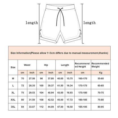 Men's Running Shorts Gym Sports Shorts 2 In 1 Quick Dry Workout Training Gym Fitness Jogging Shorts