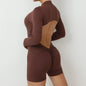Yoga Zipper Jumpsuits Beauty Long-Sleeved One-Piece Gym Tracksuits