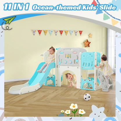 11 in 1 Toddler Slide,  for Ages 1-3 with Basketball Hoop, Playset Structure, Arch Tunnel Telescope