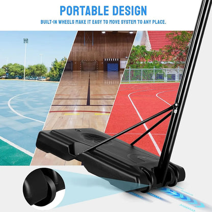 Basketball Hoop with Wheels Height Adjustable 305cm Base Filled with Water and Sand For family fun Outdoor Indoor Use