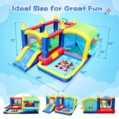 7 in 1 Inflatable Bounce House, with Ball Pit for Kids Indoor Outdoor Family Fun, Toddler Jump Bouncy Castle