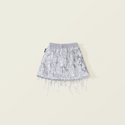 Girls' Tassel Sequined Half Skirt  New Children's Light Luxury Fashionable A-line Skirt