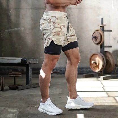 Men's Running Shorts Gym Sports Shorts 2 In 1 Quick Dry Workout Training Gym Fitness Jogging Shorts