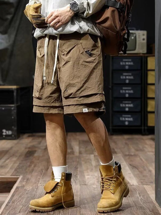 Short Pants for Men Multi Pocket Elastic Waist, Cargo Shorts Comfortable Summer
