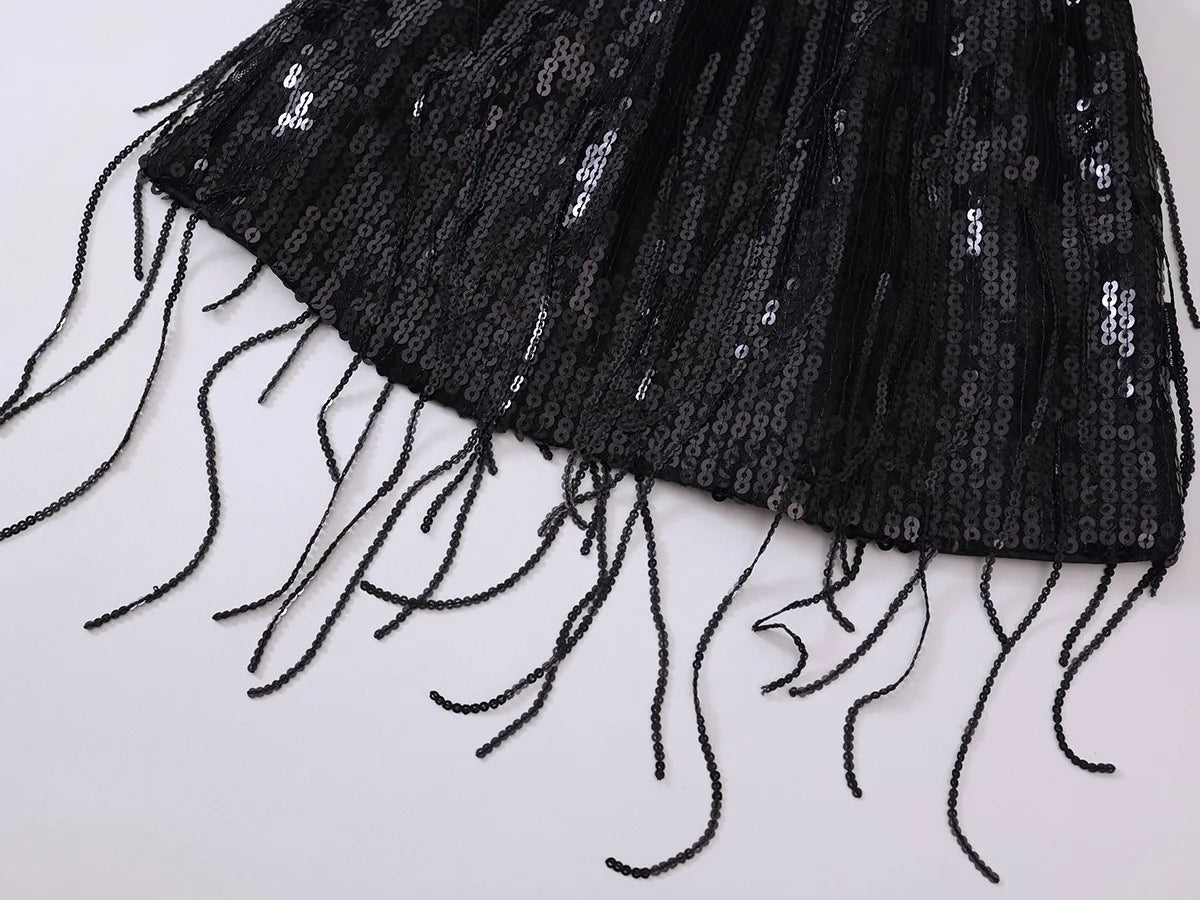 Girls' Tassel Sequined Half Skirt  New Children's Light Luxury Fashionable A-line Skirt